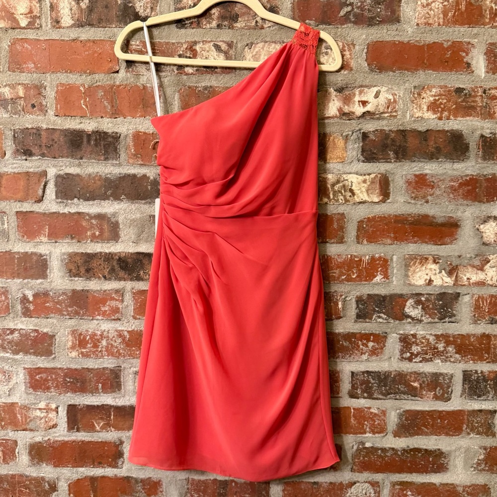 Jasmine Bridesmaids One Shoulder Mini Dress in Sunset
